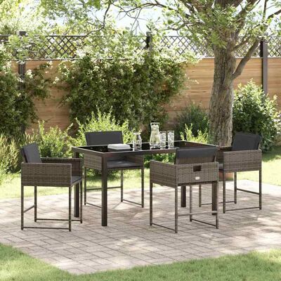 VIDAXL - 5-Pc Garten Essset - Grau - PE Rattan VIDAXL - 5-Pc Garten Essset - Grau - PE Rattan