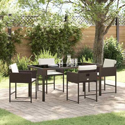 vidaXL - Garten Ess-Set 5tlg - Braun - Poly-Rattan - Garten Ess-Set vidaXL - Garten Ess-Set 5tlg - Braun - Poly-Rattan - Garten Ess-Set