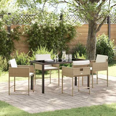Vidaxl - 5‐Teiliges Gartenspeiseset - Beige Kissen Vidaxl - 5‐Teiliges Gartenspeiseset - Beige Kissen