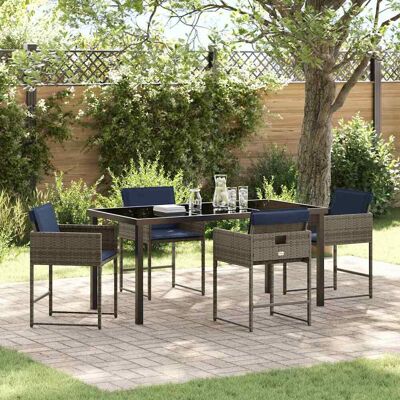 vidaXL Garten Essgruppe mit Kissen 5 pcs Grau Poly-Rattan vidaXL Garten Essgruppe mit Kissen 5 pcs Grau Poly-Rattan