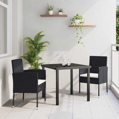 vidaXL Garten Essgruppe mit Kissen 3 pcs Schwarz Poly-Rattan vidaXL Garten Essgruppe mit Kissen 3 pcs Schwarz Poly-Rattan