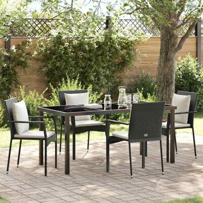 vidaXL Garten Essgruppe mit Kissen 5 pcs Schwarz Poly-Rattan vidaXL Garten Essgruppe mit Kissen 5 pcs Schwarz Poly-Rattan