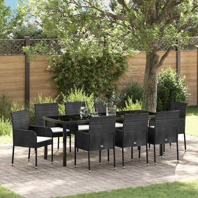 vidaXL Garten Essgruppe mit Kissen 9 pcs Schwarz Poly-Rattan vidaXL Garten Essgruppe mit Kissen 9 pcs Schwarz Poly-Rattan