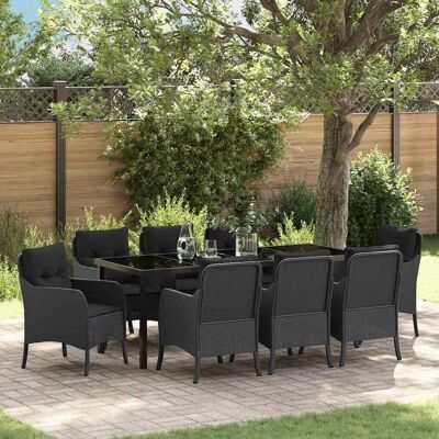 vidaXL Garten Essgruppe mit Kissen 9 pcs Schwarz Poly-Rattan vidaXL Garten Essgruppe mit Kissen 9 pcs Schwarz Poly-Rattan
