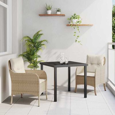 vidaXL Garten Essgruppe mit Kissen 3 pcs Beige Poly-Rattan vidaXL Garten Essgruppe mit Kissen 3 pcs Beige Poly-Rattan