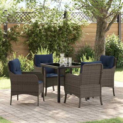 vidaXL Garten Essgruppe mit Kissen 5 pcs Grau Poly-Rattan vidaXL Garten Essgruppe mit Kissen 5 pcs Grau Poly-Rattan