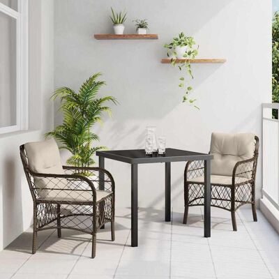 Vidaxl Gartentisch-Set - Rattan, Kissen, Stahlrahmen Vidaxl Gartentisch-Set - Rattan, Kissen, Stahlrahmen
