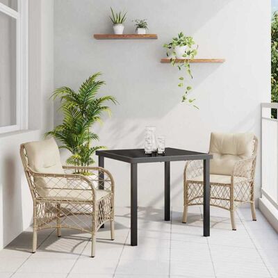vidaXL Garten Essgruppe mit Kissen 3 pcs Beige Poly-Rattan vidaXL Garten Essgruppe mit Kissen 3 pcs Beige Poly-Rattan
