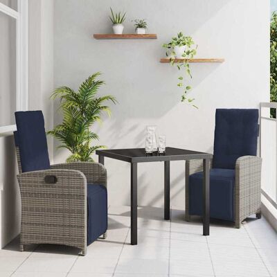 vidaXL Garten Essgruppe mit Kissen 3 pcs Grau Poly-Rattan vidaXL Garten Essgruppe mit Kissen 3 pcs Grau Poly-Rattan