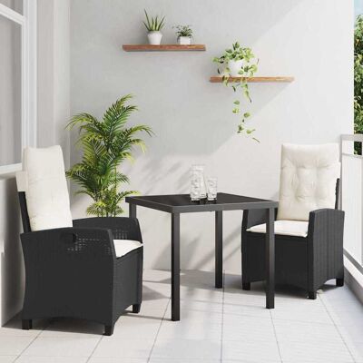 vidaXL Garten Essgruppe mit Kissen 3 pcs Schwarz Poly-Rattan vidaXL Garten Essgruppe mit Kissen 3 pcs Schwarz Poly-Rattan
