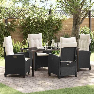 vidaXL - 5-Piece - Schwarz - Polyrattan - Garten Esstisch-Set vidaXL - 5-Piece - Schwarz - Polyrattan - Garten Esstisch-Set