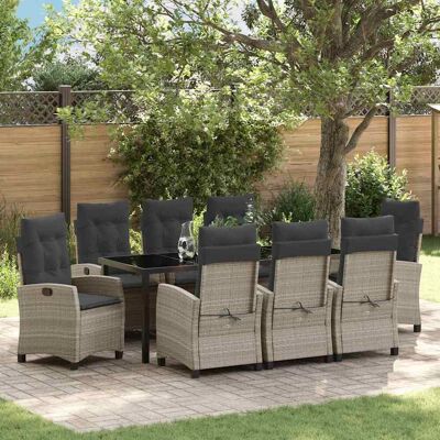 Generic - 9-Piece - Hellgrau - Poly Rattan - Garden Dining Set Generic - 9-Piece - Hellgrau - Poly Rattan - Garden Dining Set