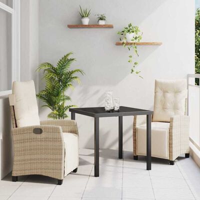 vidaXL Garten Essgruppe mit Kissen 3 pcs Beige Poly-Rattan vidaXL Garten Essgruppe mit Kissen 3 pcs Beige Poly-Rattan