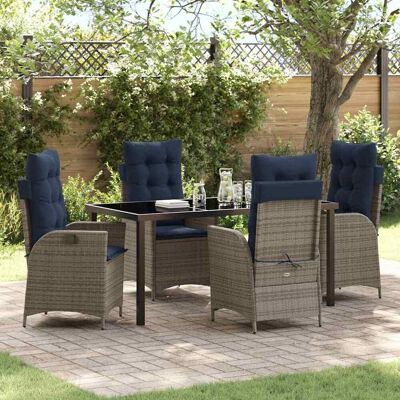 vidaXL Garten Essgruppe mit Kissen 5 pcs Grau und Schwarz Rattan vidaXL Garten Essgruppe mit Kissen 5 pcs Grau und Schwarz Rattan
