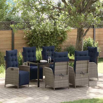 vidaXL Garten Essgruppe mit Kissen 7 pcs Grau und Schwarz Rattan vidaXL Garten Essgruppe mit Kissen 7 pcs Grau und Schwarz Rattan