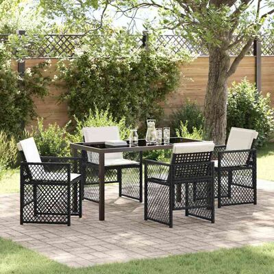 vidaXL Garten Essgruppe 5 pcs Schwarz Poly-Rattan vidaXL Garten Essgruppe 5 pcs Schwarz Poly-Rattan