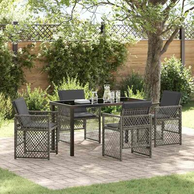 vidaXL Garten Essgruppe 5 pcs Grau Poly-Rattan vidaXL Garten Essgruppe 5 pcs Grau Poly-Rattan