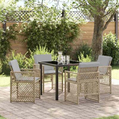 vidaXL Garten Essgruppe 5 pcs Beige Poly-Rattan vidaXL Garten Essgruppe 5 pcs Beige Poly-Rattan