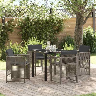 vidaXL Garten Essgruppe 5 pcs Grau Pulverbeschichteter Stahl vidaXL Garten Essgruppe 5 pcs Grau Pulverbeschichteter Stahl