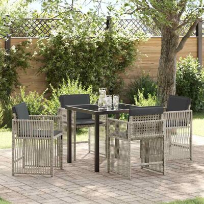 vidaXL Garten Essgruppe 5 pcs Hellgrau Pulverbeschichteter Stahl vidaXL Garten Essgruppe 5 pcs Hellgrau Pulverbeschichteter Stahl
