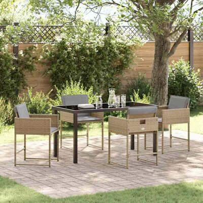 vidaXL Garten Essgruppe 5 pcs Beige Poly-Rattan vidaXL Garten Essgruppe 5 pcs Beige Poly-Rattan