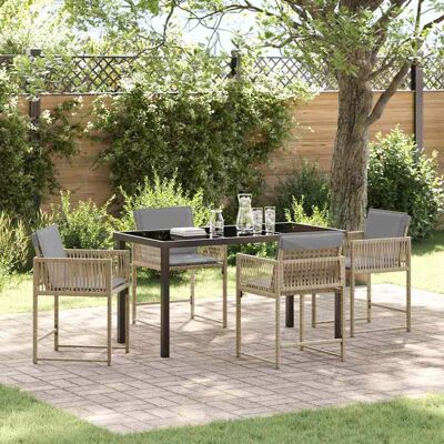 vidaXL Garten Essgruppe 5 pcs Beige Poly-Rattan vidaXL Garten Essgruppe 5 pcs Beige Poly-Rattan