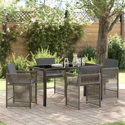 VidaXL 5-teiliges Garten-Essset Poly-Rattan Grau - Garten-Essset VidaXL 5-teiliges Garten-Essset Poly-Rattan Grau - Garten-Essset