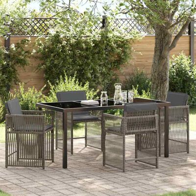 vidaXL - 5-Piece Garden Dining Set - Grau - PE-Rattan - Garten Essgruppe vidaXL - 5-Piece Garden Dining Set - Grau - PE-Rattan - Garten Essgruppe