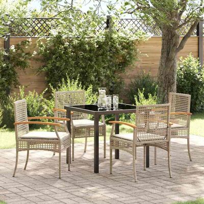 vidaXL Garten Essgruppe mit Kissen 5 pcs Beige und Schwarz Rattan vidaXL Garten Essgruppe mit Kissen 5 pcs Beige und Schwarz Rattan