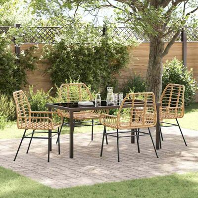 vidaXL Garten Essgruppe 5 pcs Braun Poly-Rattan vidaXL Garten Essgruppe 5 pcs Braun Poly-Rattan