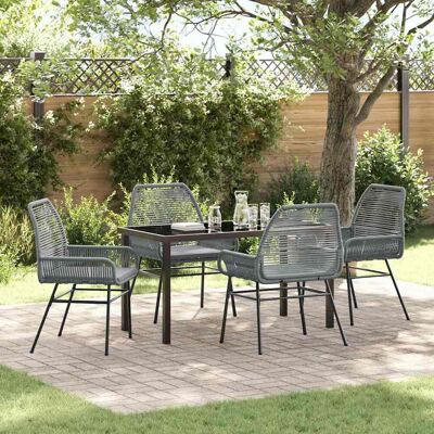 vidaXL Garten Essgruppe mit Kissen 5 pcs Grau Poly-Rattan vidaXL Garten Essgruppe mit Kissen 5 pcs Grau Poly-Rattan
