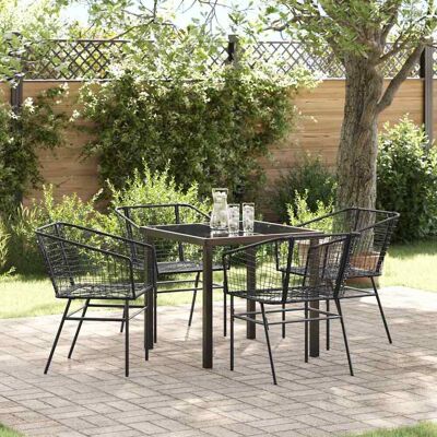 vidaXL Garten Essgruppe 5 pcs Schwarz Poly-Rattan vidaXL Garten Essgruppe 5 pcs Schwarz Poly-Rattan