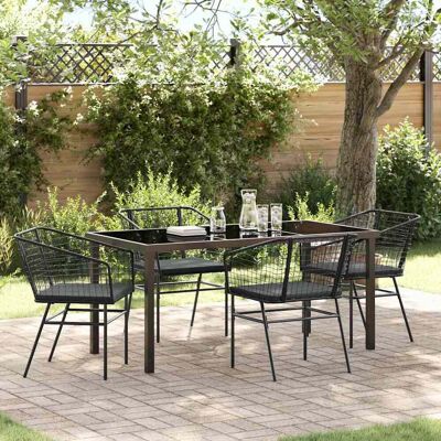 vidaXL Garten Essgruppe 5 pcs Schwarz Poly-Rattan vidaXL Garten Essgruppe 5 pcs Schwarz Poly-Rattan