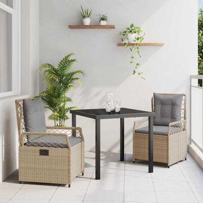 vidaXL Garten Essgruppe 3 pcs Beige und Hellgrau Poly-Rattan vidaXL Garten Essgruppe 3 pcs Beige und Hellgrau Poly-Rattan