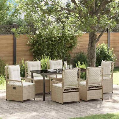 vidaXL Garten Essgruppe 7 pcs Beige und Cremeweiß Poly-Rattan vidaXL Garten Essgruppe 7 pcs Beige und Cremeweiß Poly-Rattan