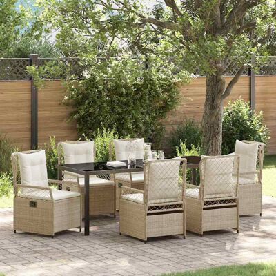 vidaXL Garten Essgruppe 7 pcs Beige und Cremeweiß Poly-Rattan vidaXL Garten Essgruppe 7 pcs Beige und Cremeweiß Poly-Rattan