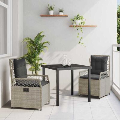 vidaXL Garten Essgruppe 3 pcs Hellgrau Poly-Rattan vidaXL Garten Essgruppe 3 pcs Hellgrau Poly-Rattan