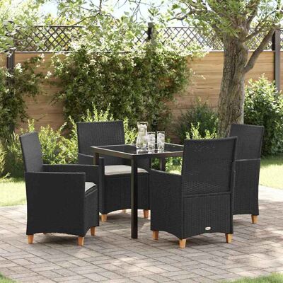 vidaXL Garten Essgruppe 5 pcs Schwarz Poly-Rattan vidaXL Garten Essgruppe 5 pcs Schwarz Poly-Rattan