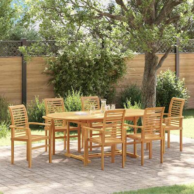 vidaXL Garten Essgruppe 7 pcs Braun Massivholz Teak vidaXL Garten Essgruppe 7 pcs Braun Massivholz Teak