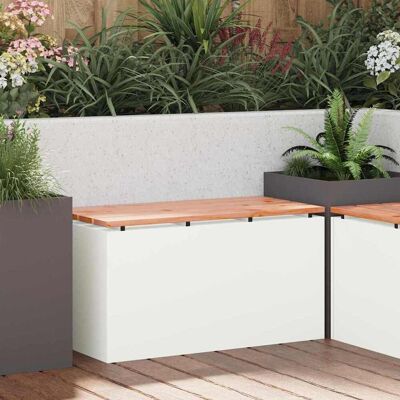 vidaXL Gartenbank Weiß 80 x 40 x 43 cm Solid Douglas Wood and Steel vidaXL Gartenbank Weiß 80 x 40 x 43 cm Solid Douglas Wood and Steel