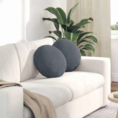 vidaXL Sitzkissen 2 pcs Dunkelgrau Ø 40 x 13 cm Samt vidaXL Sitzkissen 2 pcs Dunkelgrau Ø 40 x 13 cm Samt