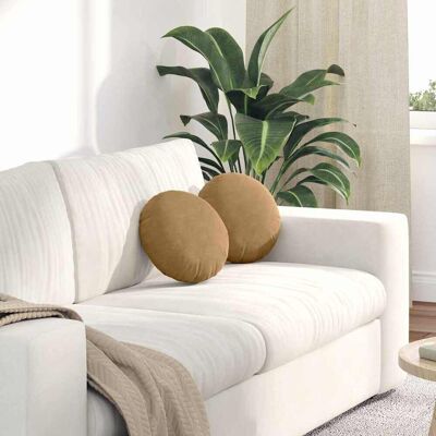 vidaXL Sitzkissen 2 pcs Braun Ø30 x 13 cm Samt vidaXL Sitzkissen 2 pcs Braun Ø30 x 13 cm Samt