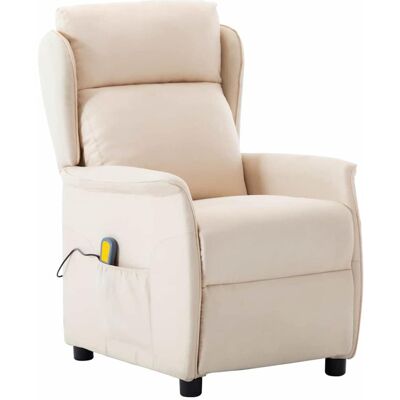 vidaXL Massagesessel mit Kissen Creme 93,5 x 67,5 x 101,5 cm Stoff vidaXL Massagesessel mit Kissen Creme 93,5 x 67,5 x 101,5 cm Stoff