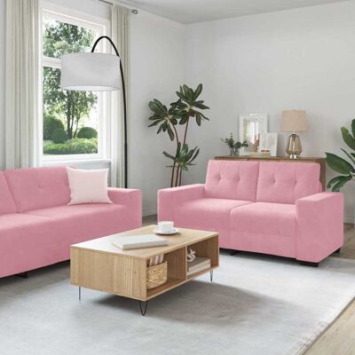 vidaXL Sofa 2 pcs Rosa 221 x 80 x 80 cm Stoff vidaXL Sofa 2 pcs Rosa 221 x 80 x 80 cm Stoff