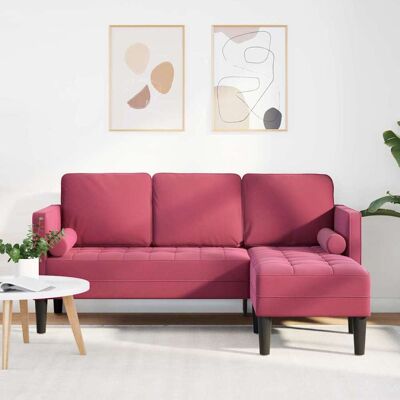 vidaXL Sofa Set mit Kissen Weinrot Polyester vidaXL Sofa Set mit Kissen Weinrot Polyester