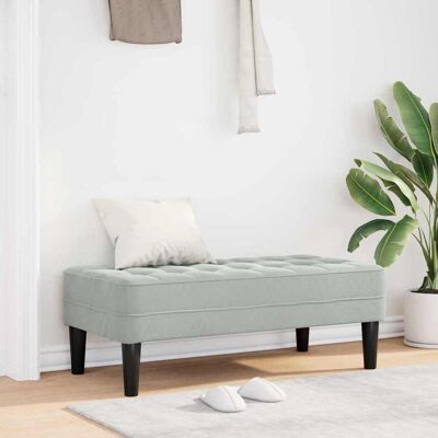 vidaXL Bank mit Kissen Hellgrau 113 x 57 x 39 cm Samt vidaXL Bank mit Kissen Hellgrau 113 x 57 x 39 cm Samt