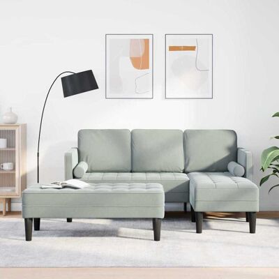 vidaXL Sofa Set mit Kissen 2 pcs Hellgrau Polyester vidaXL Sofa Set mit Kissen 2 pcs Hellgrau Polyester