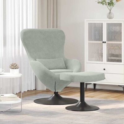 Vidaxl Hellgrauer Samtbezug Sessel mit Fußstütze - Lounge-Möbel Vidaxl Hellgrauer Samtbezug Sessel mit Fußstütze - Lounge-Möbel