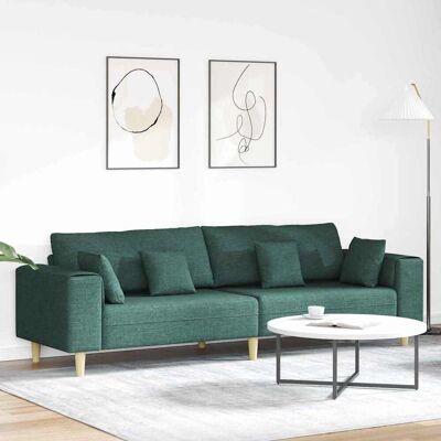 vidaXL Sofa mit Kissen Dunkelgrün 250 x 77 x 76 cm Stoff vidaXL Sofa mit Kissen Dunkelgrün 250 x 77 x 76 cm Stoff