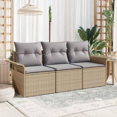 vidaXL Sofa Set mit Kissen 3 pcs Beige und Grau Poly-Rattan vidaXL Sofa Set mit Kissen 3 pcs Beige und Grau Poly-Rattan